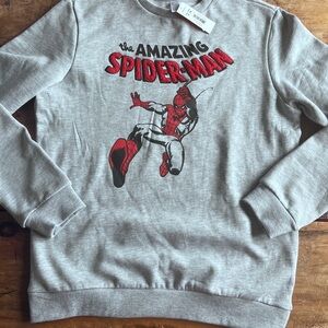Spider man gray crew neck new with tag size xl